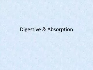 Digestive &amp; Absorption