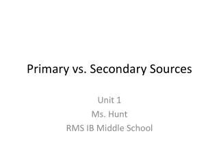 primary vs secondary sources