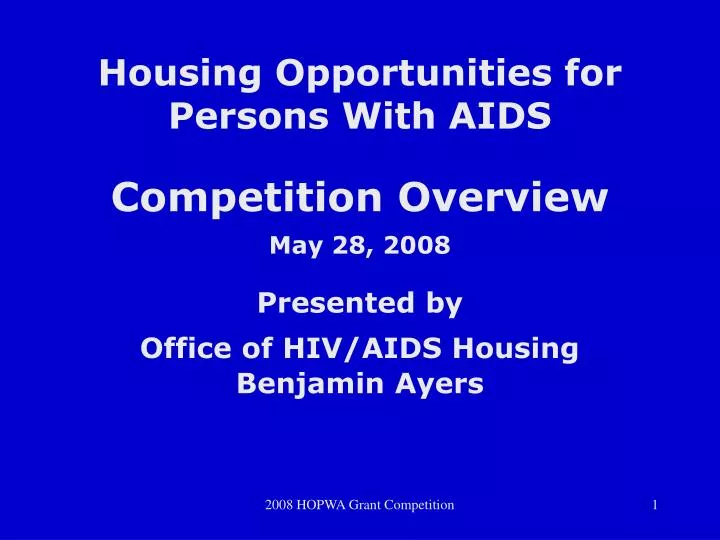 housing opportunities for persons with aids