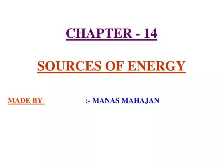 chapter 14 sources of energy