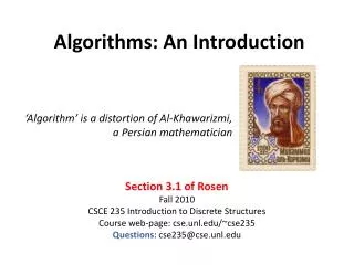 Algorithms: An Introduction
