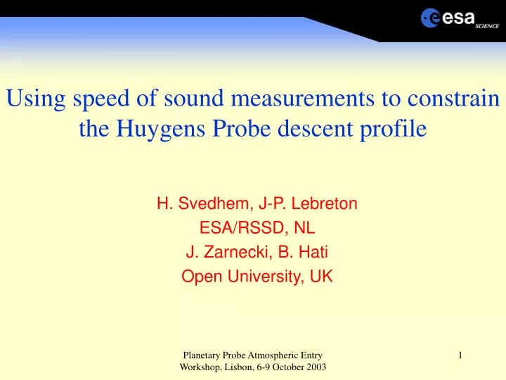 using speed of sound measurements to constrain the huygens probe descent profile