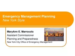 Emergency Management Planning New York Style