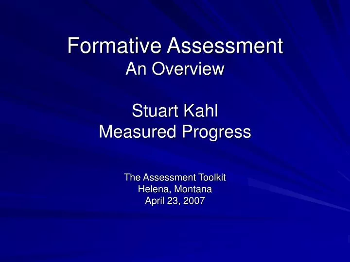 formative assessment an overview stuart kahl measured progress