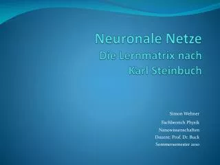 neuronale netze die lernmatrix nach karl steinbuch