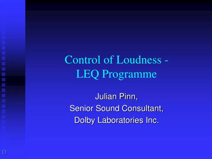 control of loudness leq programme