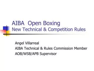 AIBA Open Boxing New Technical &amp; Competition Rules