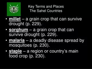 Key Terms and Places The Sahel Countries