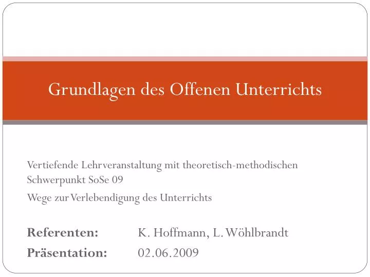 grundlagen des offenen unterrichts