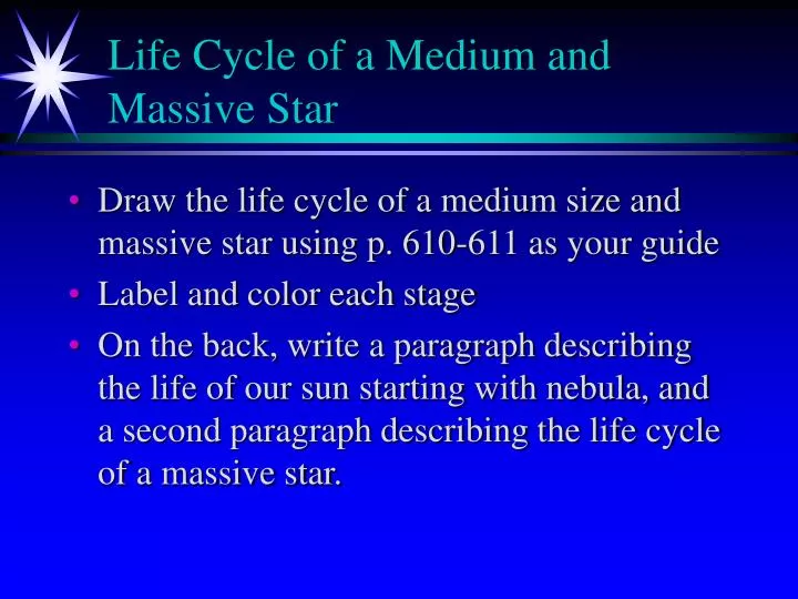 life cycle of a medium and massive star