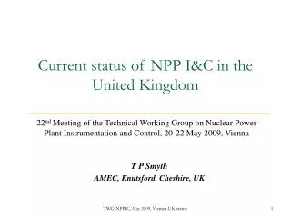 Current status of NPP I&amp;C in the United Kingdom
