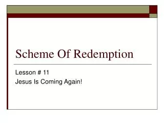 Scheme Of Redemption