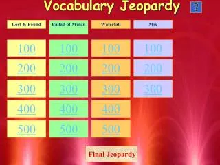 Vocabulary Jeopardy