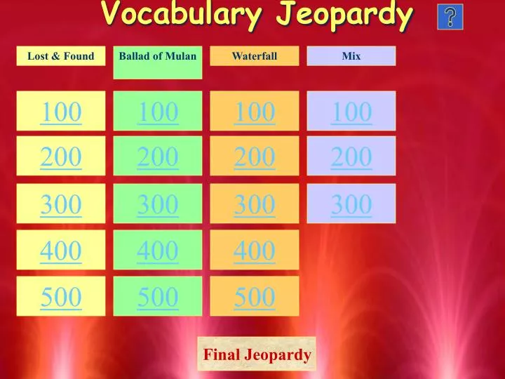 vocabulary jeopardy
