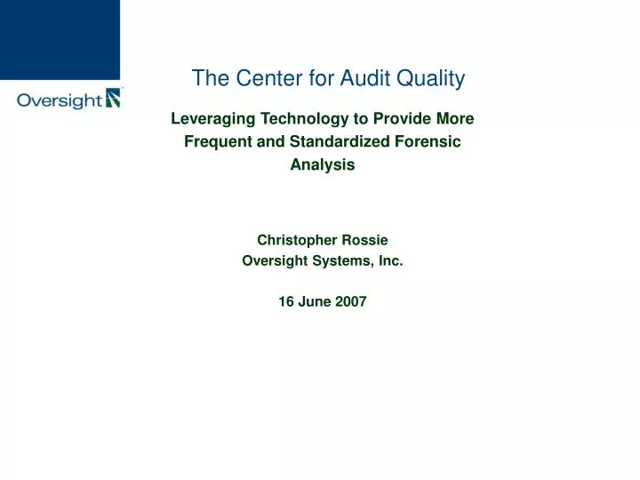 the center for audit quality