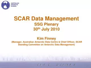 SCAR Scientists Data Management Needs