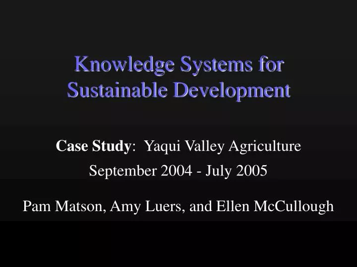 knowledge systems for sustainable development