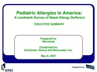 Pediatric Allergies in America: A Landmark Survey of Nasal Allergy Sufferers EXECUTIVE SUMMARY