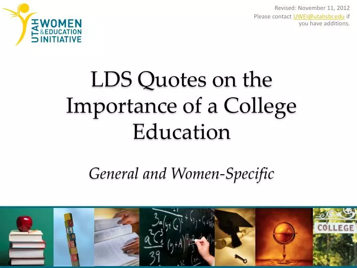 lds quotes on the importance of a college education general and women specific