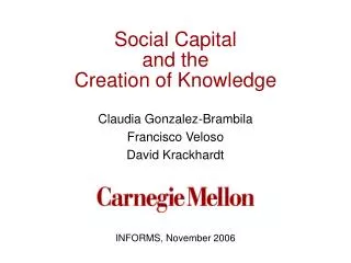 Social Capital and the Creation of Knowledge
