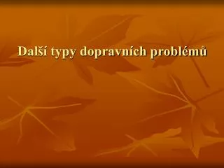 dal typy dopravn ch probl m