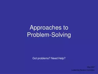 Approaches to Problem-Solving