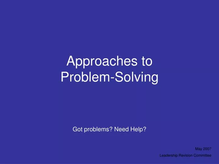 approaches to problem solving
