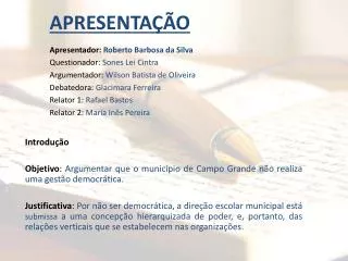 apresenta o