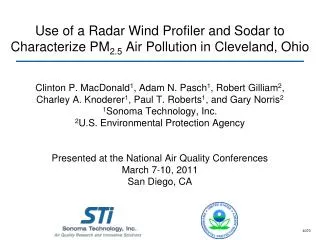 Use of a Radar Wind Profiler and Sodar to Characterize PM 2.5 Air Pollution in Cleveland, Ohio