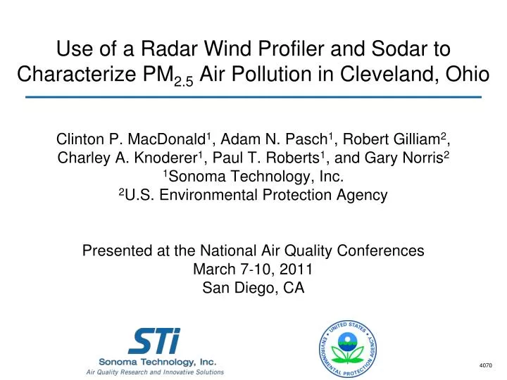 use of a radar wind profiler and sodar to characterize pm 2 5 air pollution in cleveland ohio