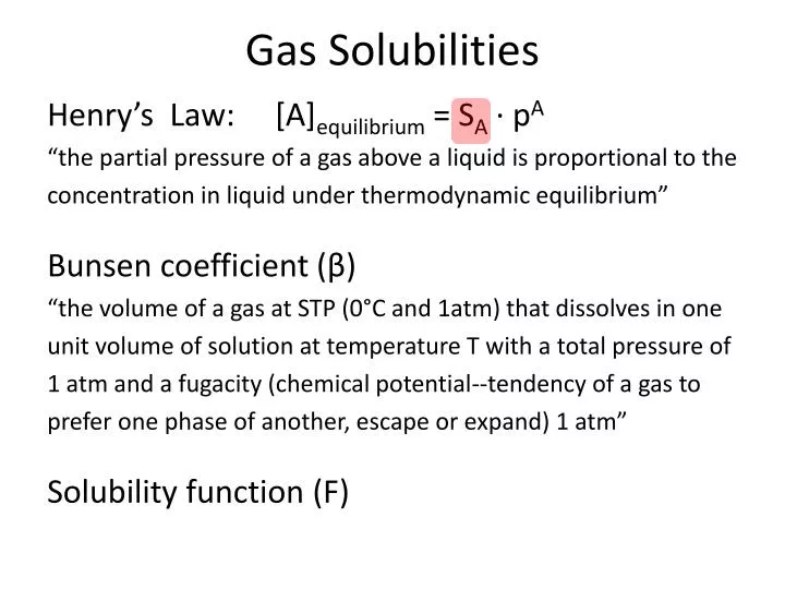 gas solubilities