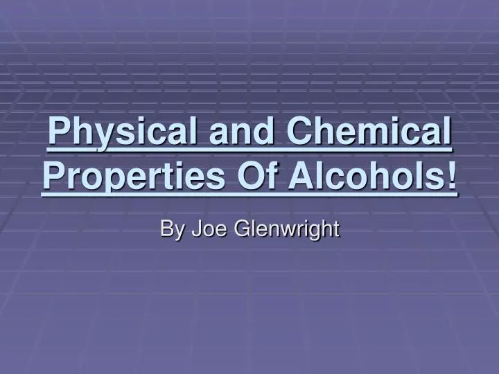 physical and chemical properties of alcohols