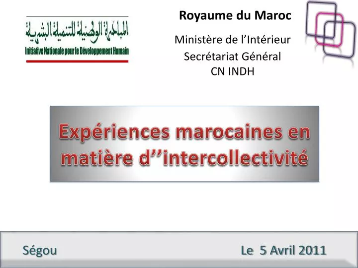 royaume du maroc minist re de l int rieur secr tariat g n ral cn indh