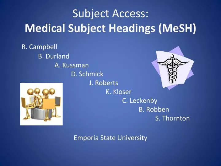 subject access medical subject headings mesh