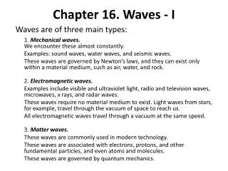 Chapter 16. Waves - I