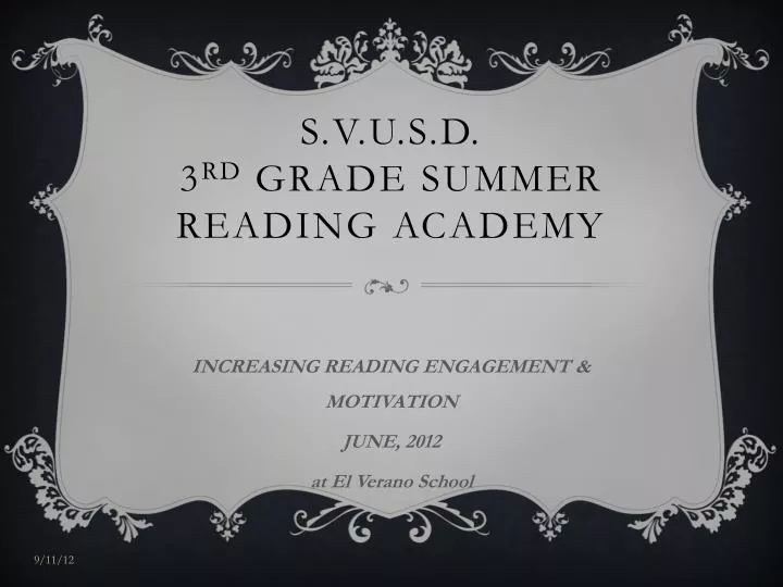 s v u s d 3 rd grade summer reading academy