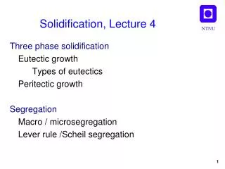 Solidification, Lecture 4
