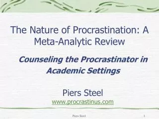 The Nature of Procrastination: A Meta-Analytic Review