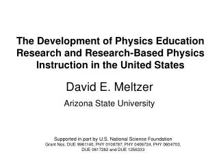 David E. Meltzer Arizona State University