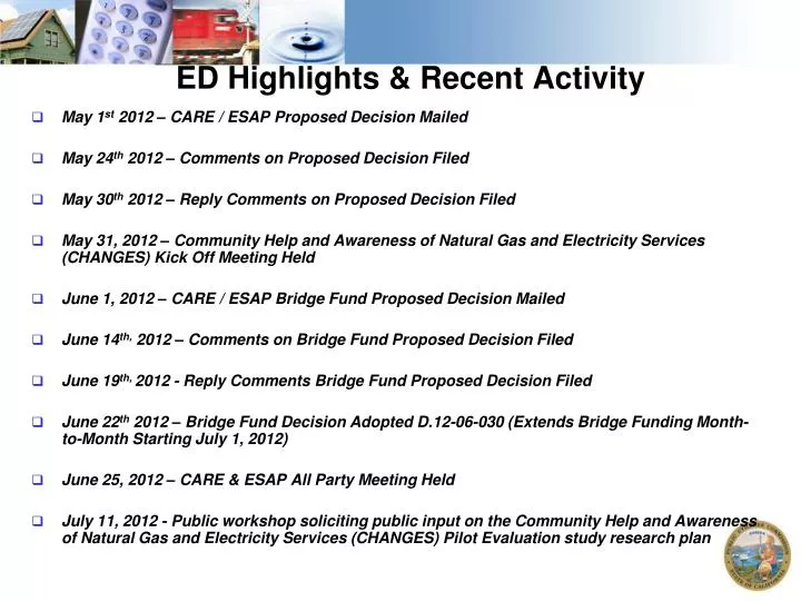ed highlights recent activity
