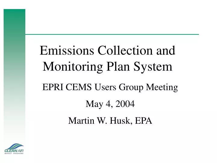 emissions collection and monitoring plan system