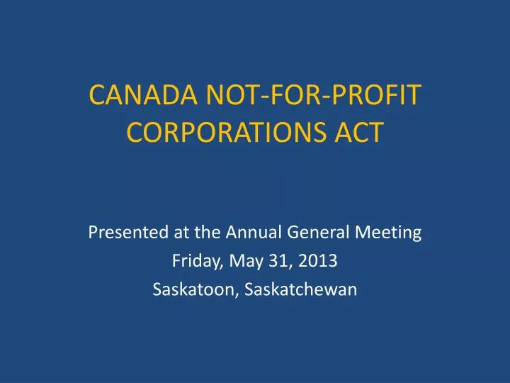 canada not for profit corporations act