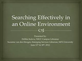 Searching Effectively in an Online Environment