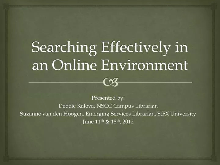 searching effectively in an online environment