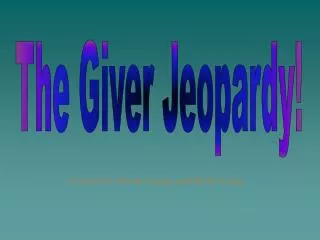 The Giver Jeopardy!