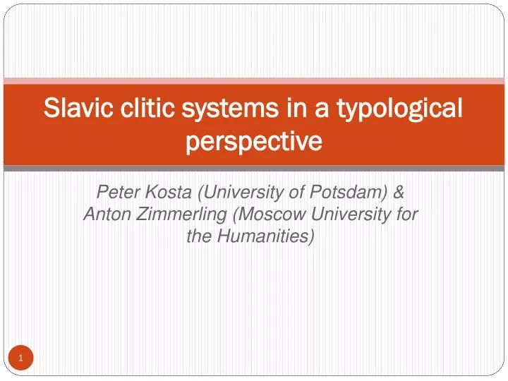 slavic clitic systems in a typological perspective