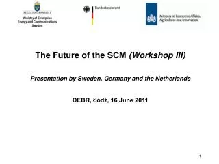 The Future of the SCM (Workshop III) Presentation by Sweden, Germany and the Netherlands