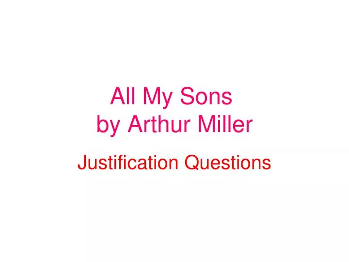 all my sons by arthur miller