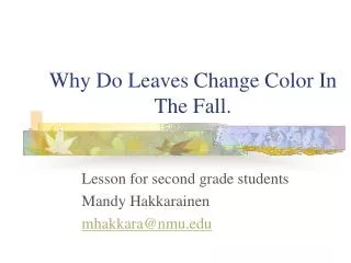 Why Do Leaves Change Color In The Fall.