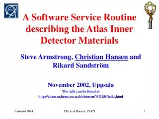 A Software Service Routine describing the Atlas Inner Detector Materials